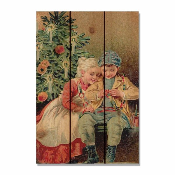 Ricki&Aposs Rugs 16 x 24 in. Christmas Kids Inside & Outside Cedar Wall Art RI890978